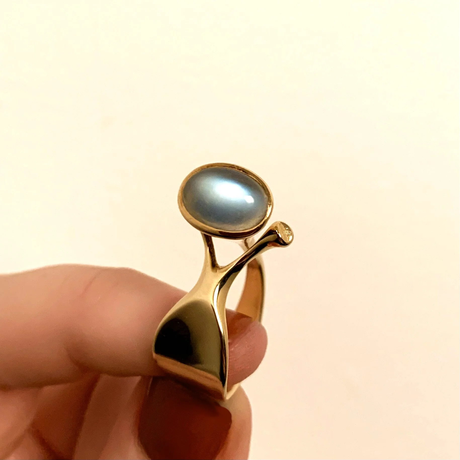 Vivianna Torun for Georg Jensen Moonstone and 18K Gold Ring